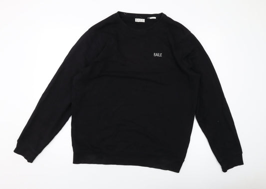 Baile Mens Black Cotton Pullover Sweatshirt Size L