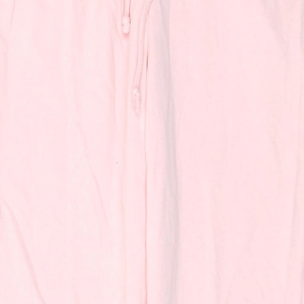 Marks and Spencer Womens Pink Cotton Sweatpants Trousers Size 12 L27 in Regular Drawstring