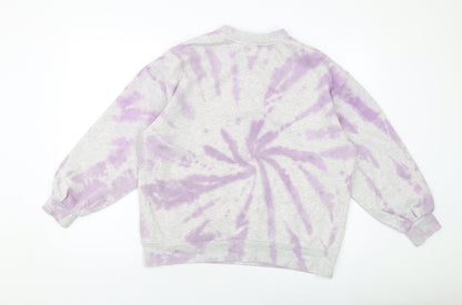 H&M Womens Grey Geometric Cotton Pullover Sweatshirt Size S Pullover