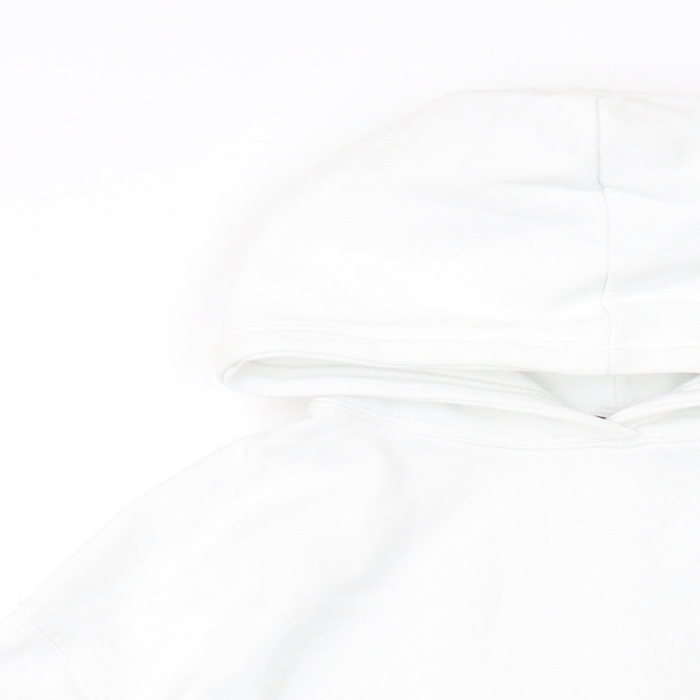 Zara Womens White Cotton Pullover Hoodie Size S Pullover