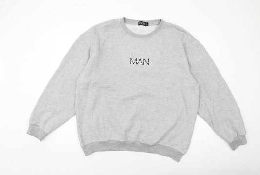 Boohoo Mens Grey Cotton Pullover Sweatshirt Size L