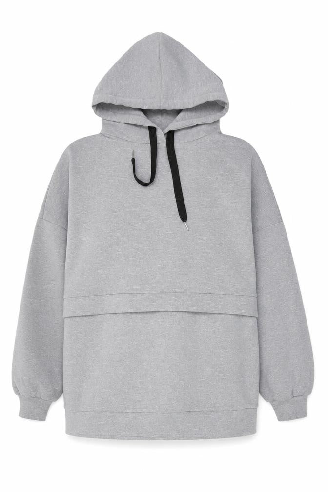 Zara Womens Grey Polyester Pullover Hoodie Size S Pullover