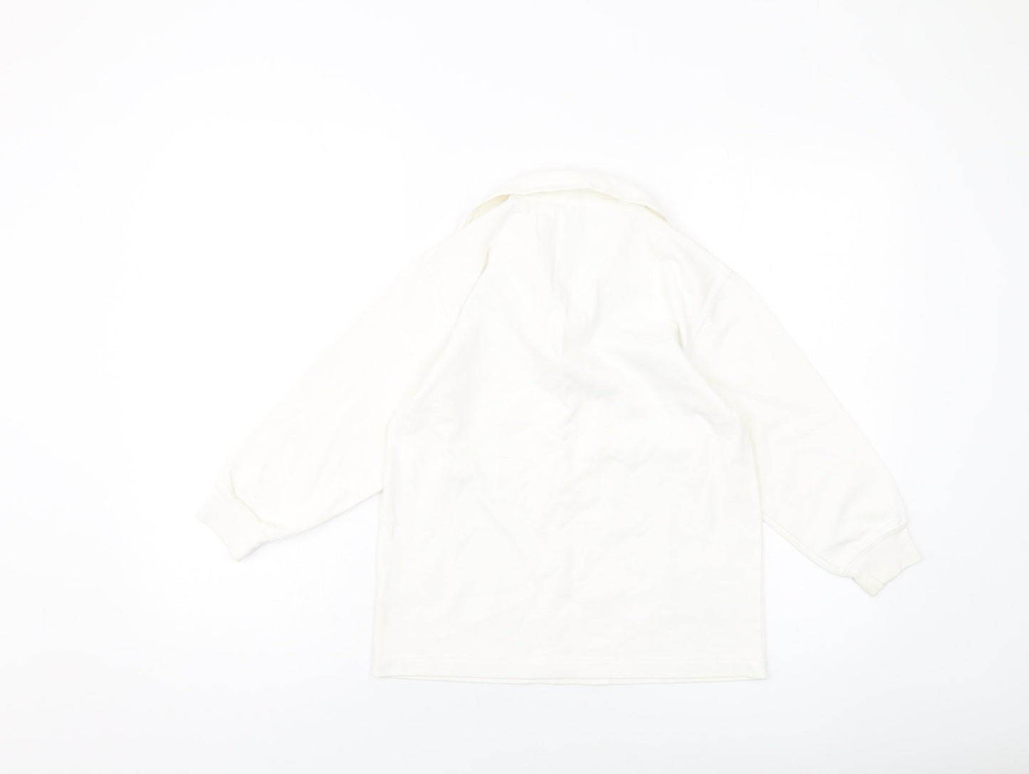 BHS Boys Ivory Cotton Pullover Sweatshirt Size 7-8 Years Button