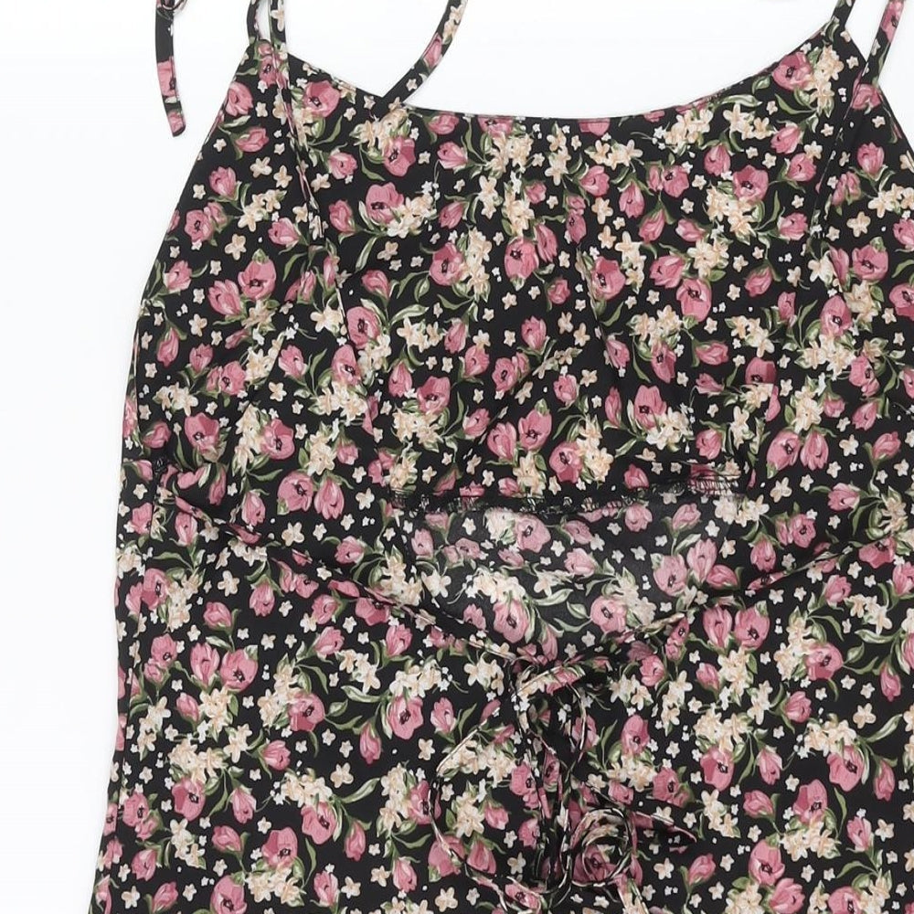 Nasty Gal Womens Multicoloured Floral Polyester A-Line Size 8 Scoop Neck Tie