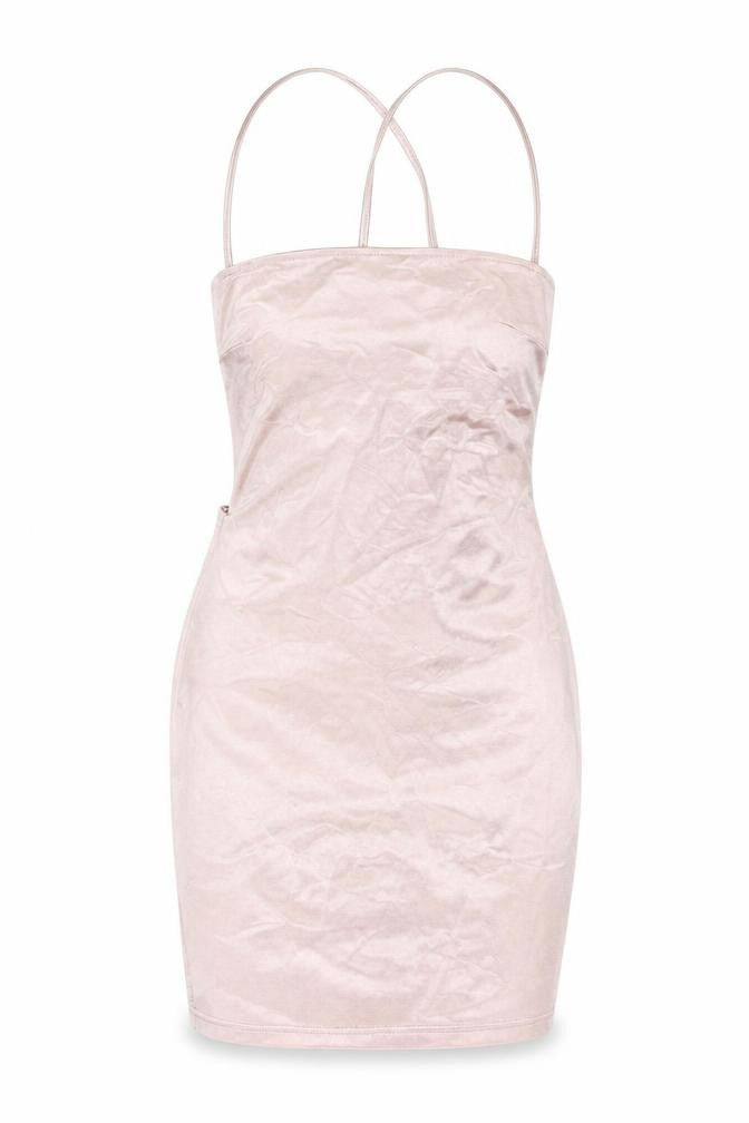 Boohoo Womens Pink Polyester Bodycon Size 10 Square Neck Lace Up