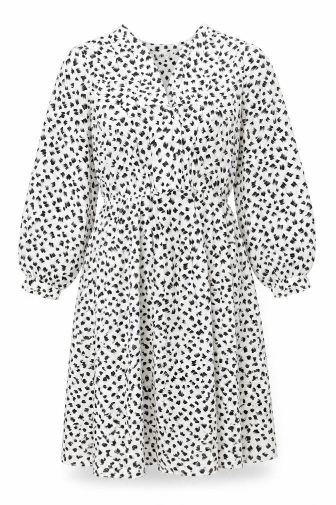 Parigi Womens White Geometric Polyester Shift Size 14 V-Neck Pullover - Vintage Collared