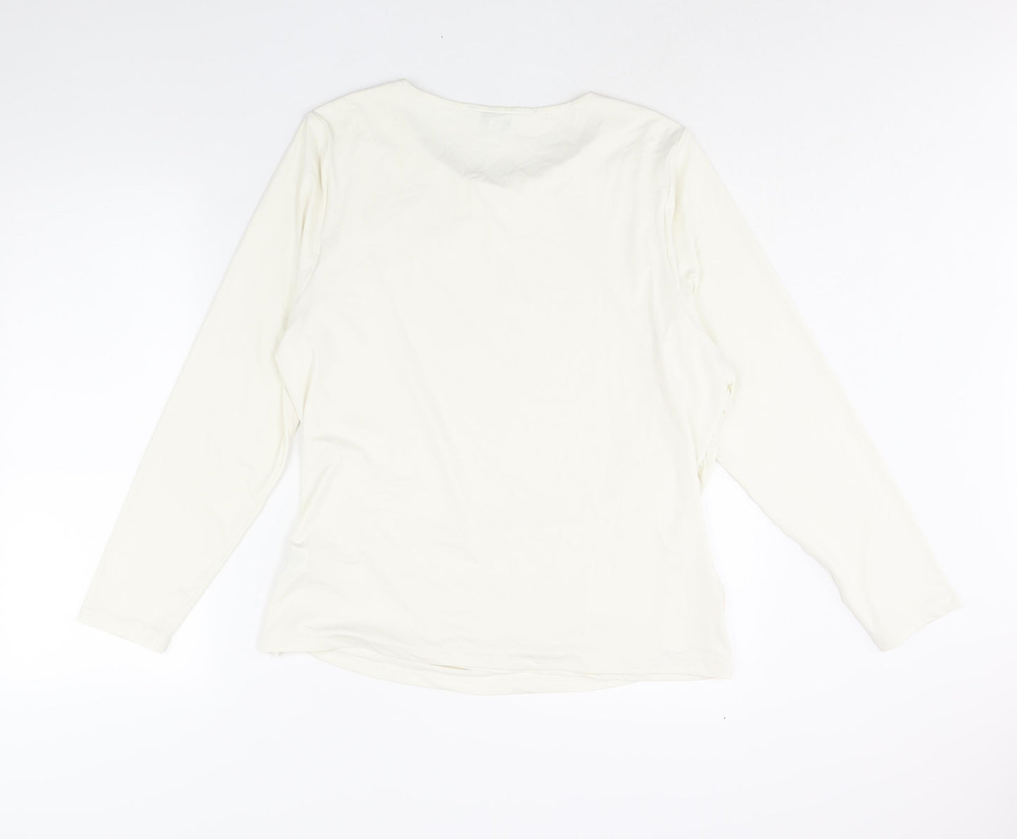 Marks and Spencer Womens Ivory Polyester Basic Blouse Size 20 Round Neck - Rouched