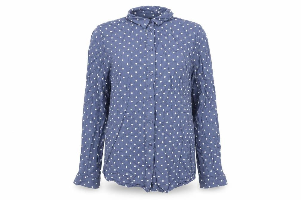 Divided by H&M Womens Blue Polka Dot Viscose Basic Button-Up Size 10 Collared