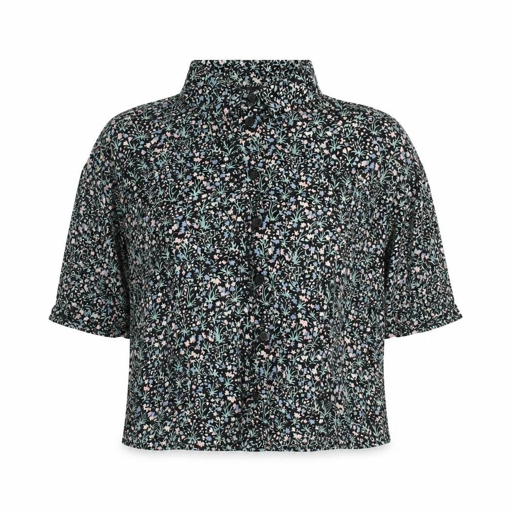 Topshop Womens Multicoloured Floral Viscose Basic Button-Up Size 12 Collared