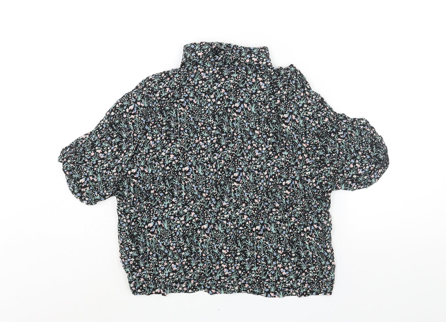Topshop Womens Multicoloured Floral Viscose Basic Button-Up Size 12 Collared
