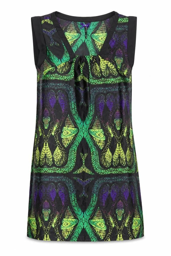 NEXT Womens Multicoloured Geometric Polyester Shift Size 8 V-Neck Pullover - Scale Print