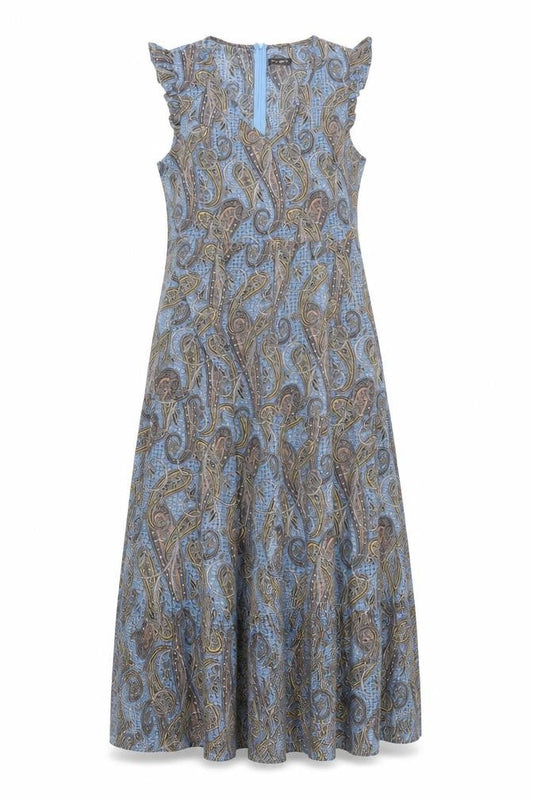 QED London Womens Multicoloured Paisley Polyester Maxi Size 14 V-Neck Zip - Front Slit Frill