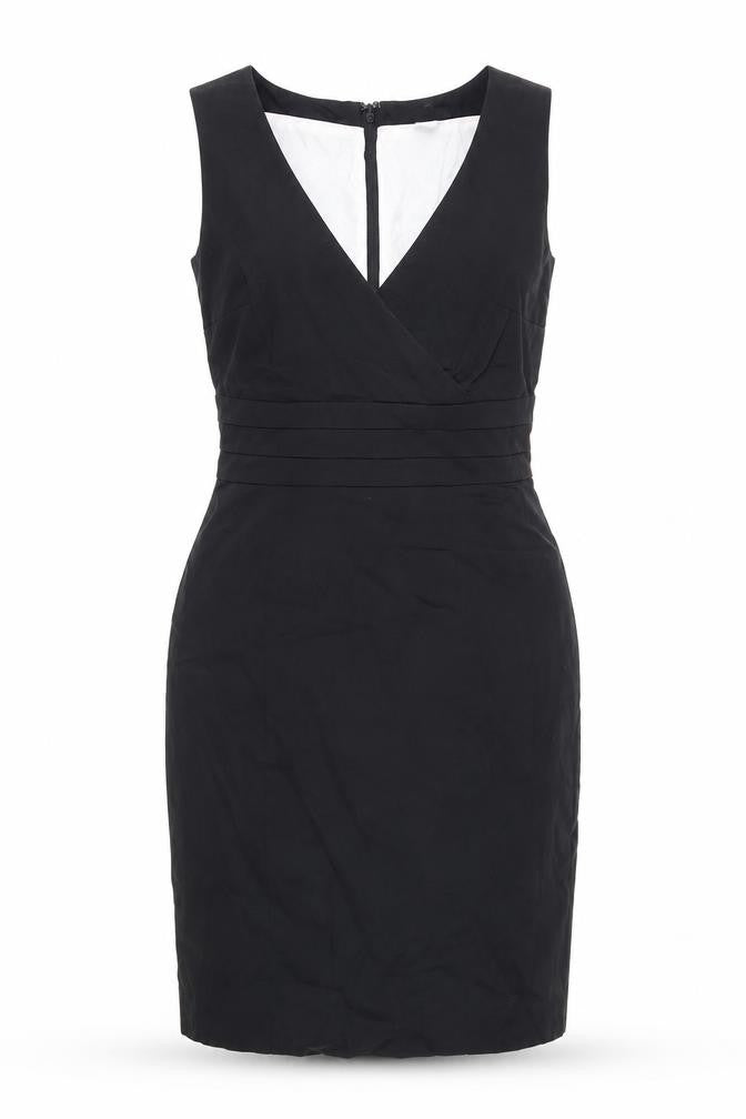 H&M Womens Black Cotton Shift Size 6 V-Neck Zip