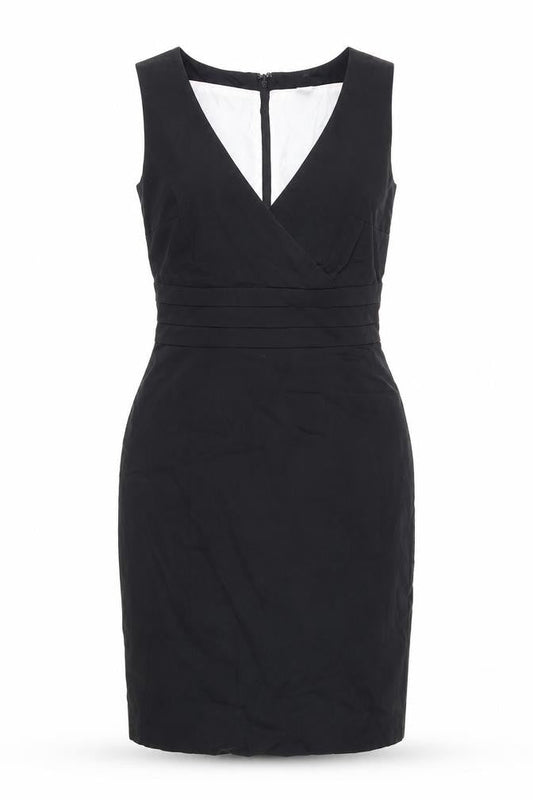 H&M Womens Black Cotton Shift Size 6 V-Neck Zip
