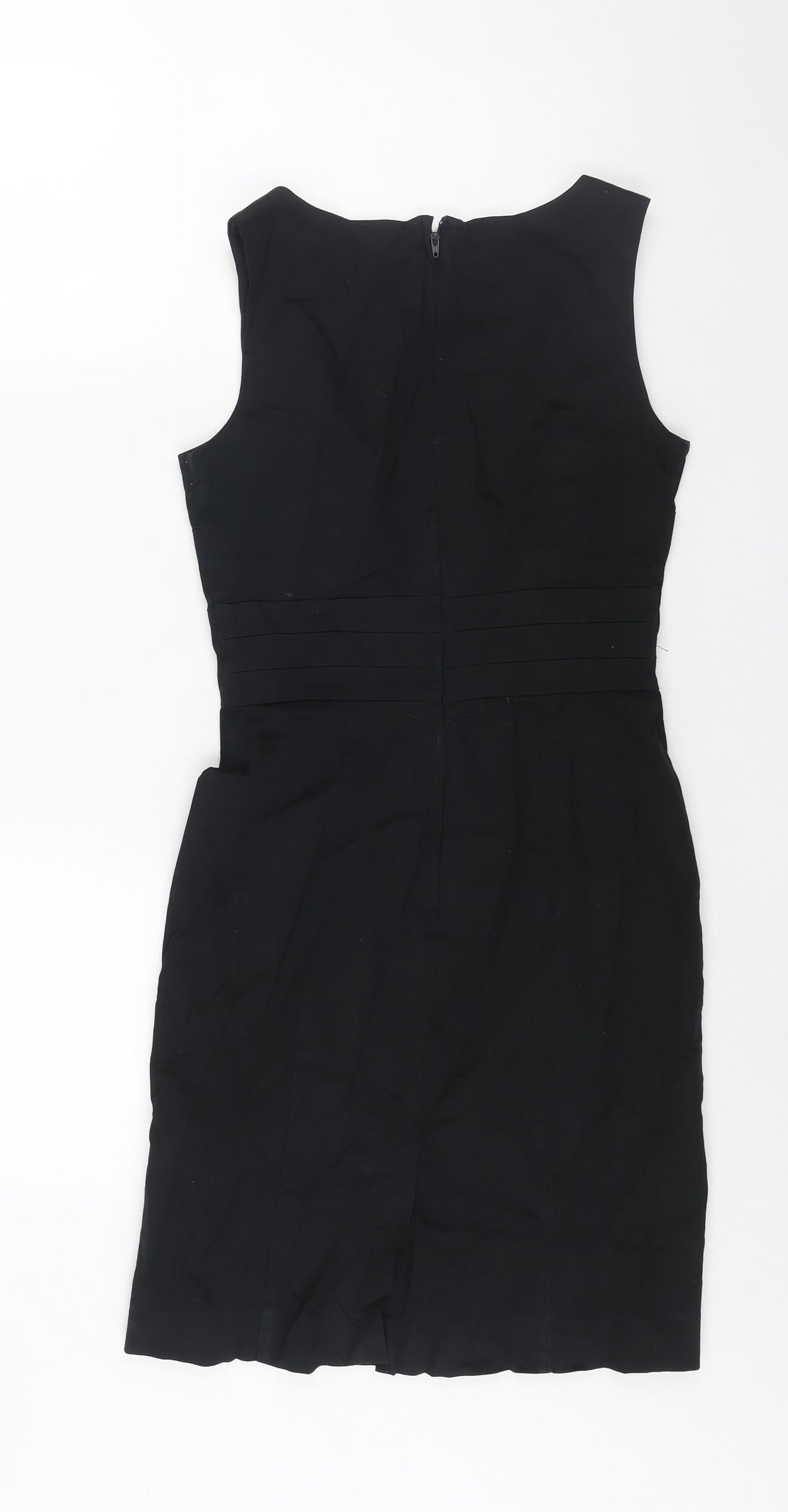 H&M Womens Black Cotton Shift Size 6 V-Neck Zip