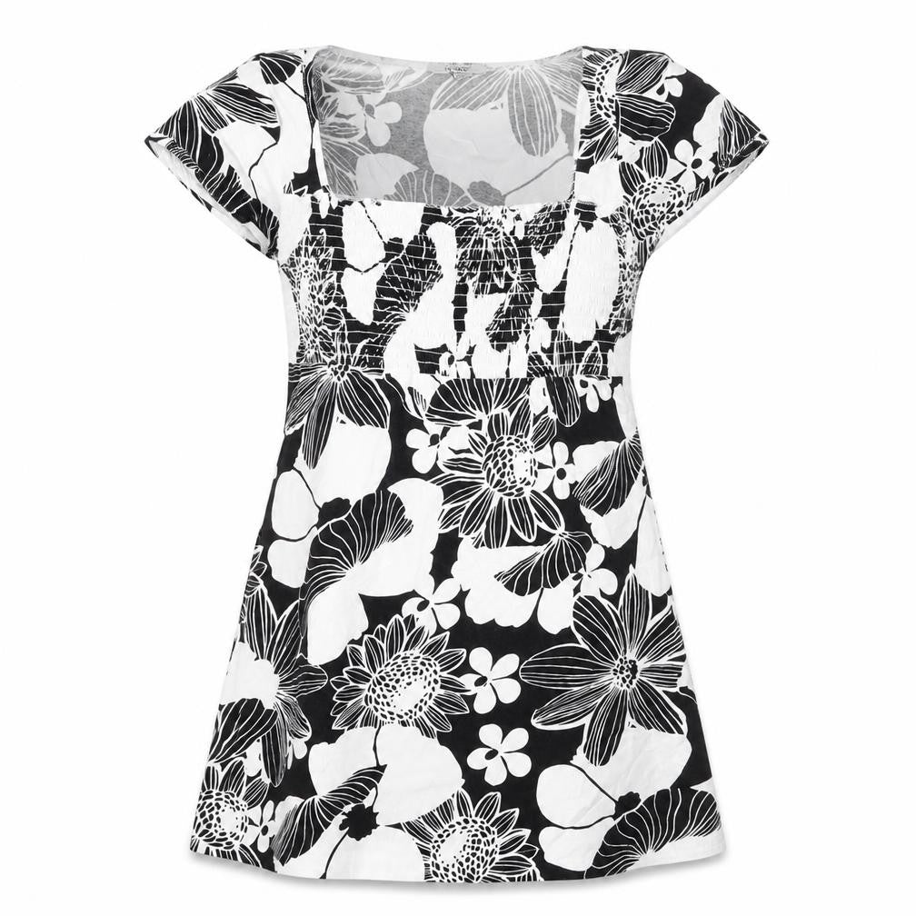 Therapy Womens Black Floral Viscose A-Line Size 12 Square Neck Pullover