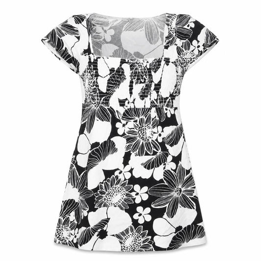 Therapy Womens Black Floral Viscose A-Line Size 12 Square Neck Pullover
