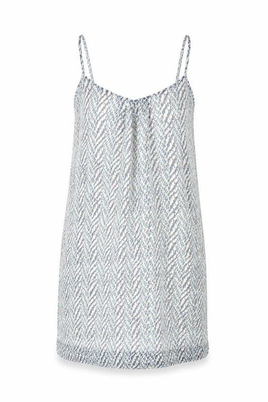 Only Womens Blue Geometric Polyester Tank Dress Size 8 Scoop Neck Pullover