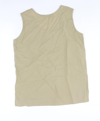 Nice Day Womens Green Polyester Camisole Blouse Size 14 Round Neck