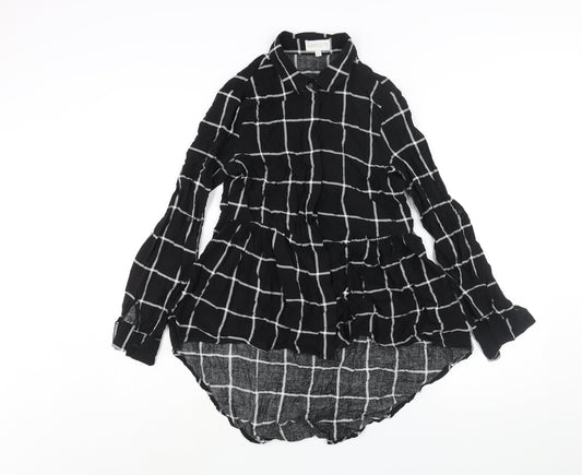 Apricot Womens Black Check Viscose Basic Blouse Size 10 Collared - Hi-Low