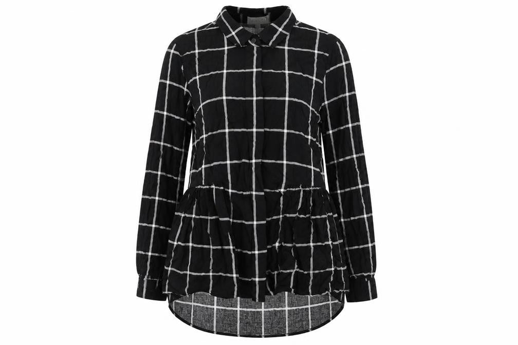 Apricot Womens Black Check Viscose Basic Blouse Size 10 Collared - Hi-Low