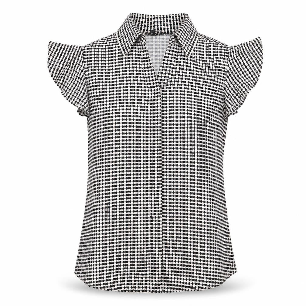 Adrianna Papell Womens Black Geometric Polyester Basic Blouse Size S Mock Neck