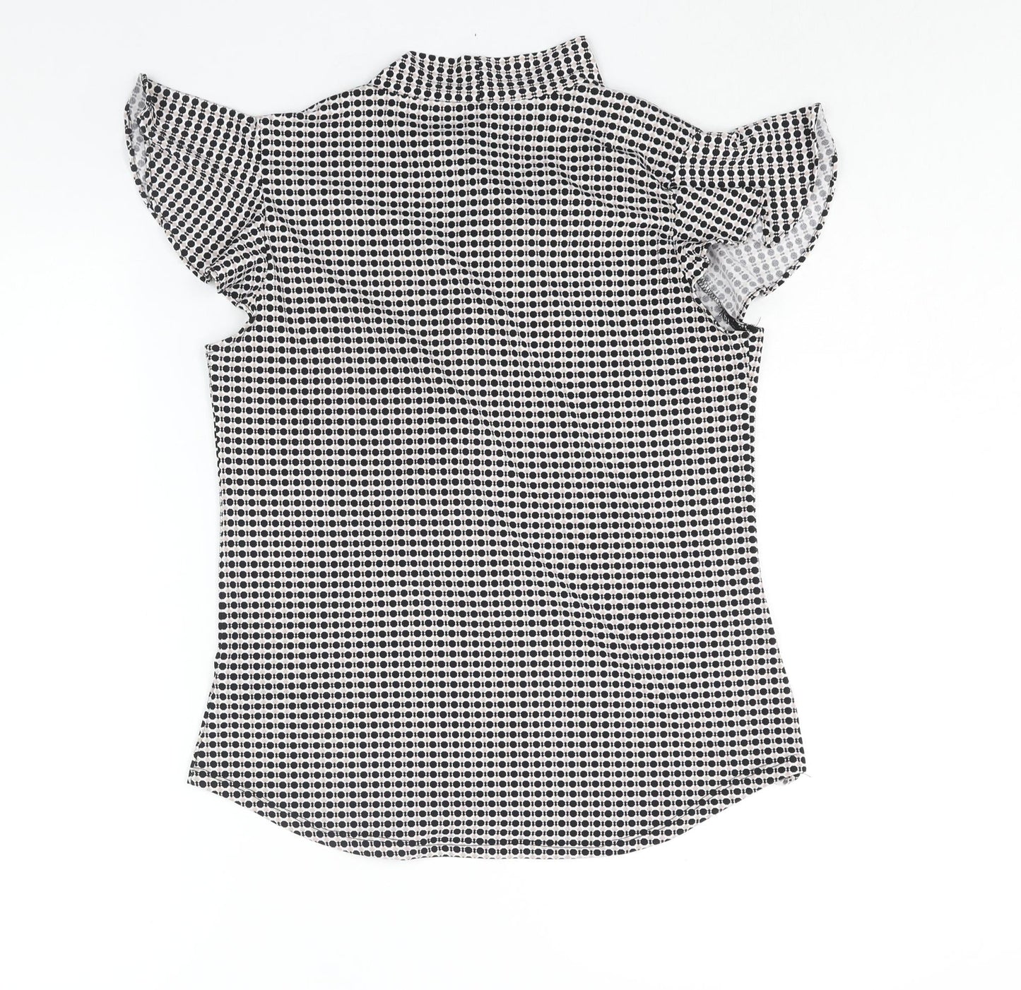 Adrianna Papell Womens Black Geometric Polyester Basic Blouse Size S Mock Neck