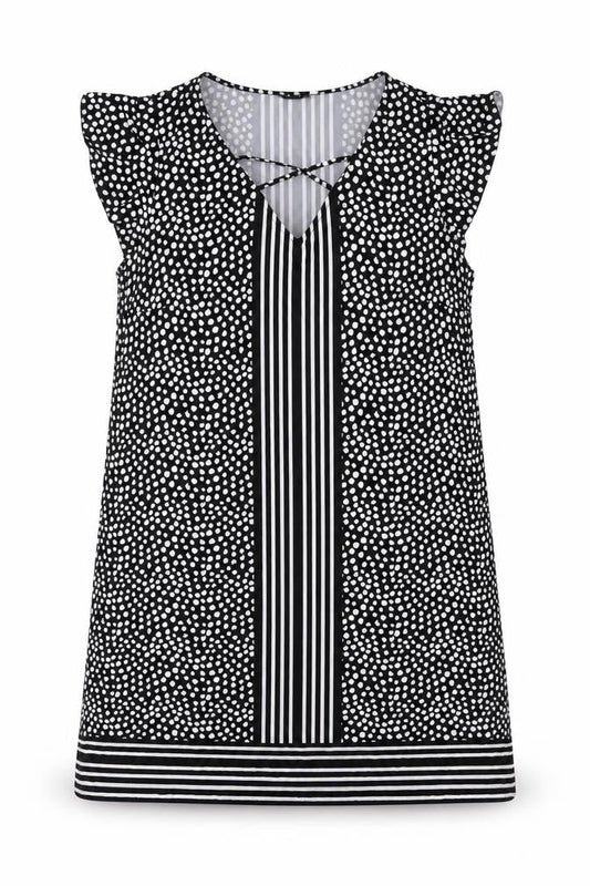 B Collection Womens Black Geometric Polyester Shift Size 18 V-Neck Pullover - Crossover Strap