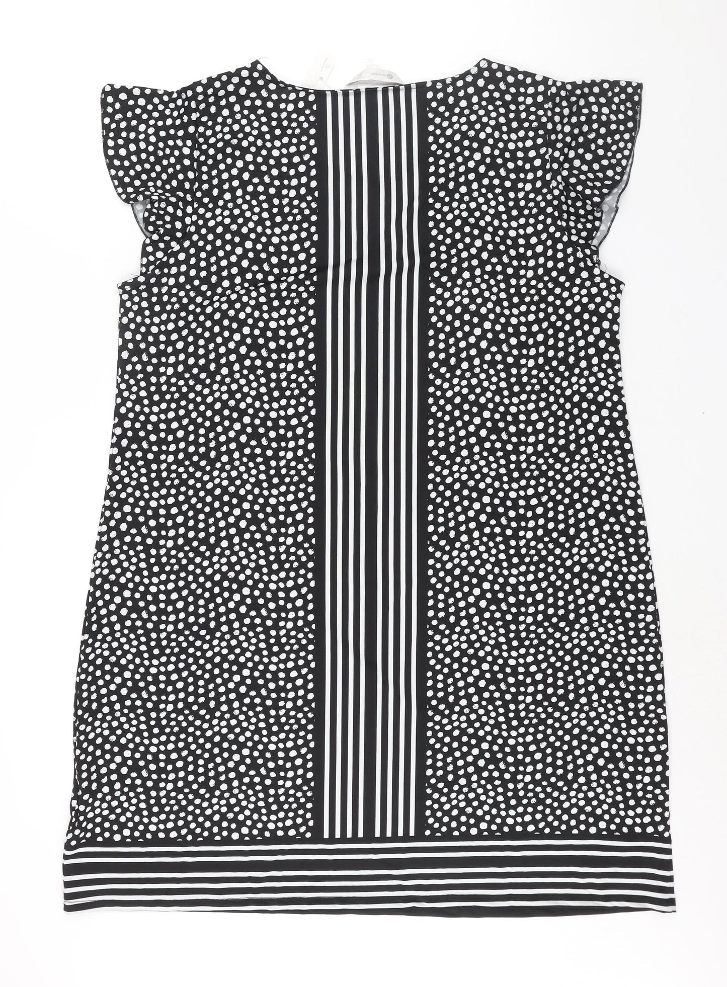 B Collection Womens Black Geometric Polyester Shift Size 18 V-Neck Pullover - Crossover Strap