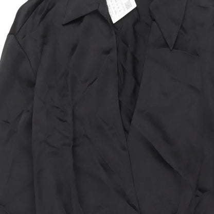 Zara Womens Black Polyester Shift Size S Collared Zip - Drawstring Detail