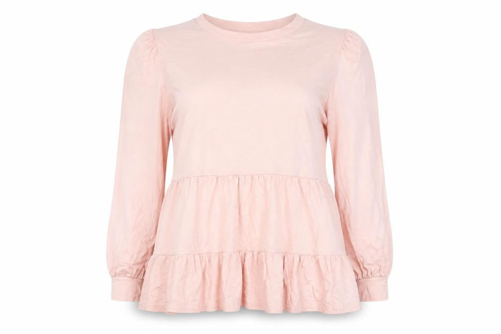 New Look Womens Pink Viscose Basic Blouse Size 14 Round Neck - Smocked