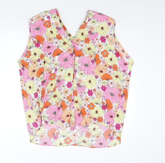 Marks and Spencer Womens Multicoloured Floral Polyester Camisole Blouse Size 24 V-Neck