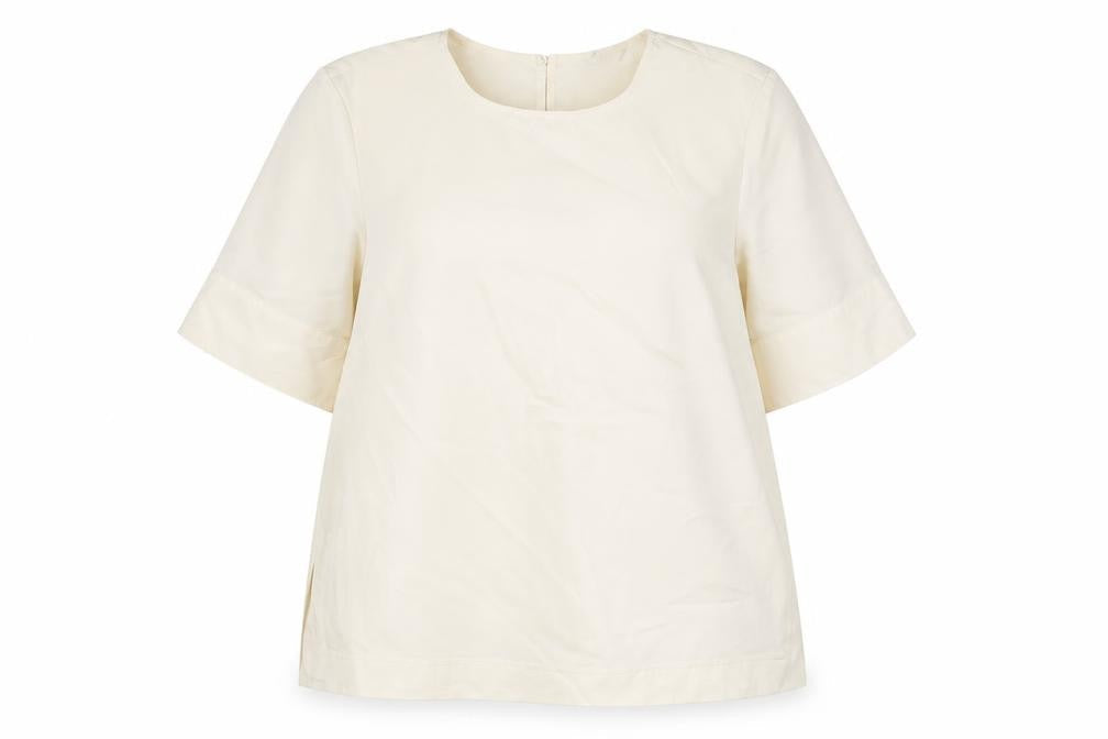 H&M Womens Ivory Polyester Basic Blouse Size M Round Neck
