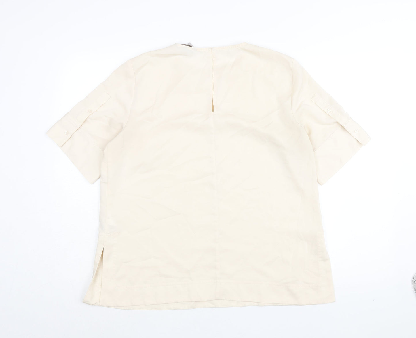 H&M Womens Ivory Polyester Basic Blouse Size M Round Neck