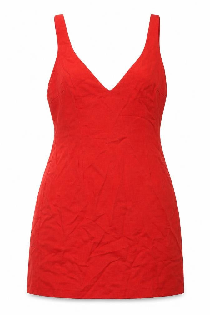 ASOS Womens Red Polyester Mini Size 10 V-Neck Zip
