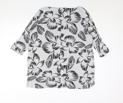 Capsule Womens Grey Floral Viscose Basic Blouse Size 16 Round Neck - Size 16-18