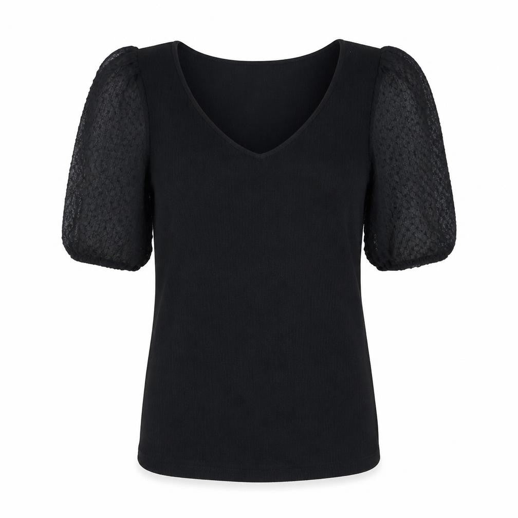 VILA Womens Black Polyester Basic Blouse Size S V-Neck