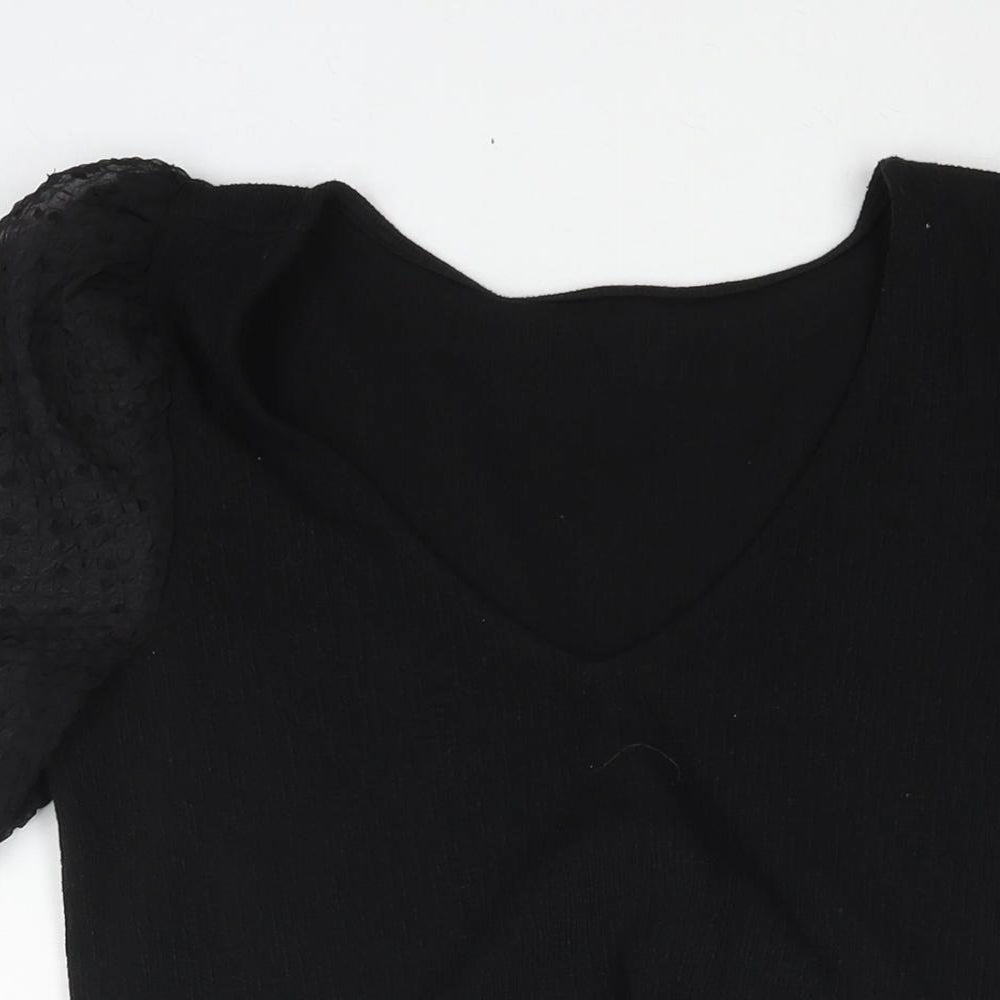 VILA Womens Black Polyester Basic Blouse Size S V-Neck