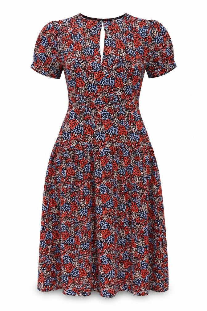 Topshop Womens Multicoloured Floral Polyester Shift Size 8 V-Neck Button