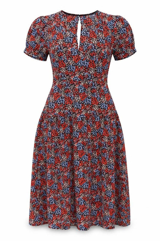 Topshop Womens Multicoloured Floral Polyester Shift Size 8 V-Neck Button