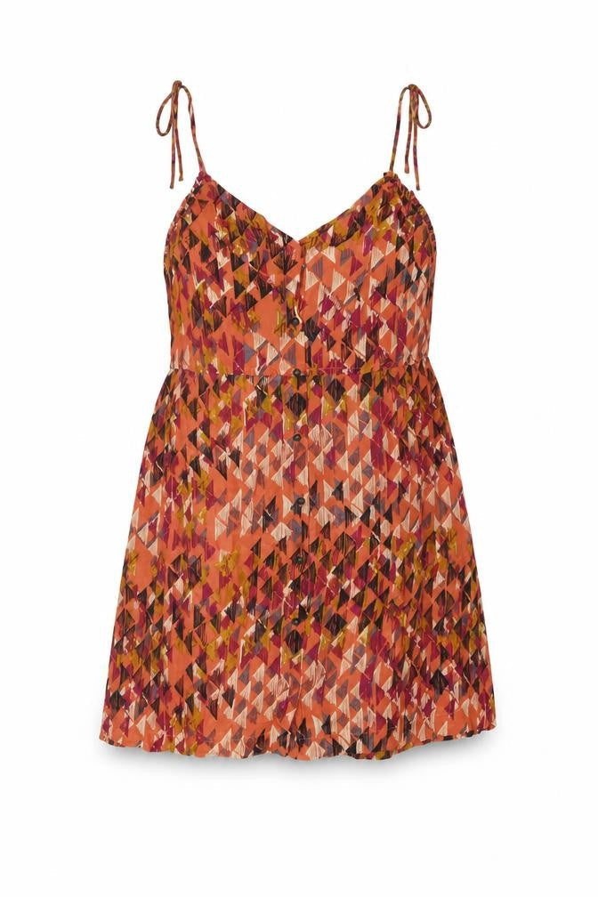 Ecote Womens Multicoloured Geometric Silk Mini Size M Sweetheart Button