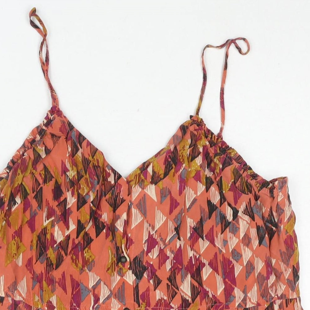Ecote Womens Multicoloured Geometric Silk Mini Size M Sweetheart Button