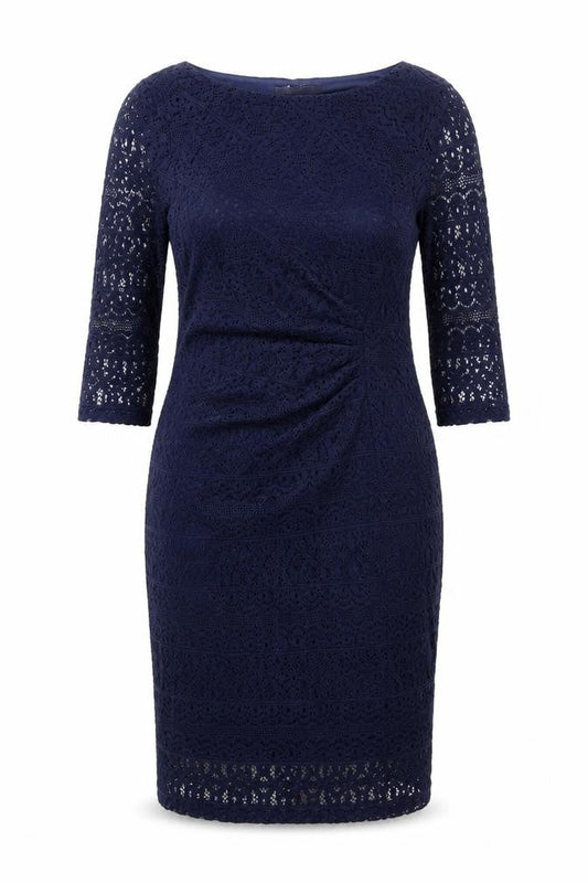 Marks & Spencer Womens Blue Polyester Sheath Size 14 Boat Neck Pullover