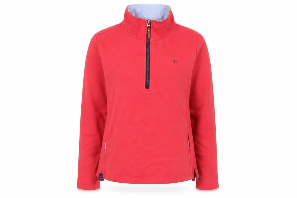 LIGHTHOUSE Womens Pink Cotton Pullover Sweatshirt Size 10 Zip - 1/2 Zip