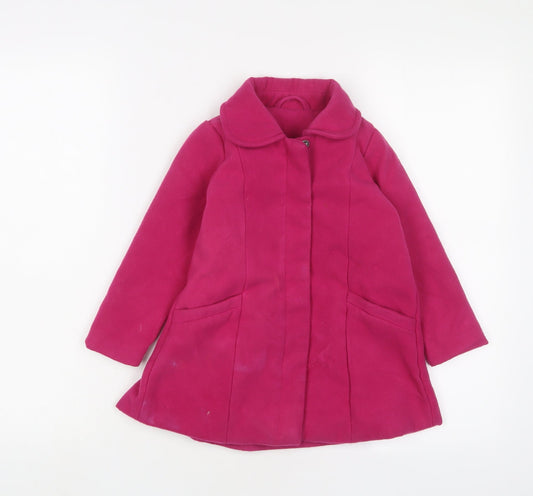 Marks and Spencer Girls Pink Overcoat Coat Size 3 Years Snap