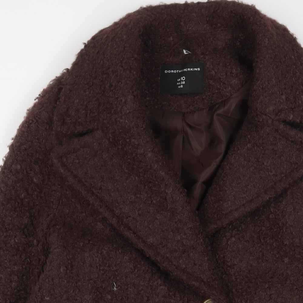 Dorothy Perkins Womens Brown Overcoat Coat Size 10 Button