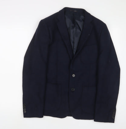 Additional front view of French Connection men’s blue wool jacket suit jacket, size 38, regular