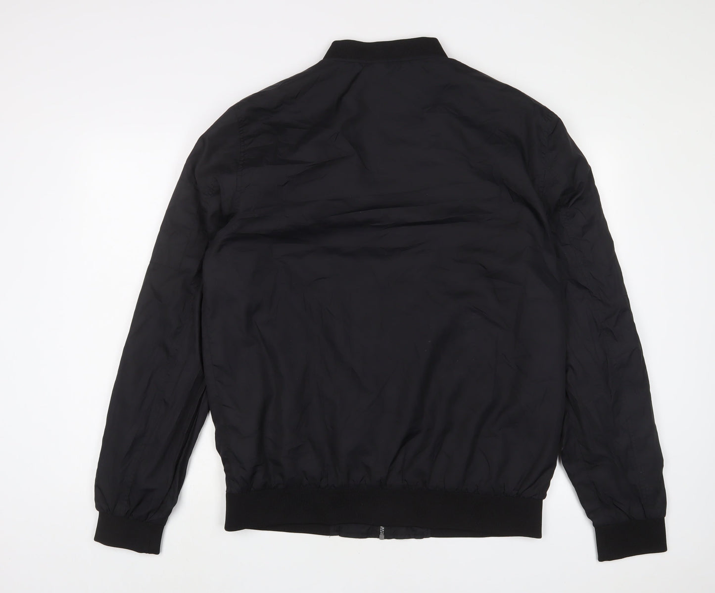 Boohoo Mens Black Bomber Jacket Jacket Size L Zip - Tall