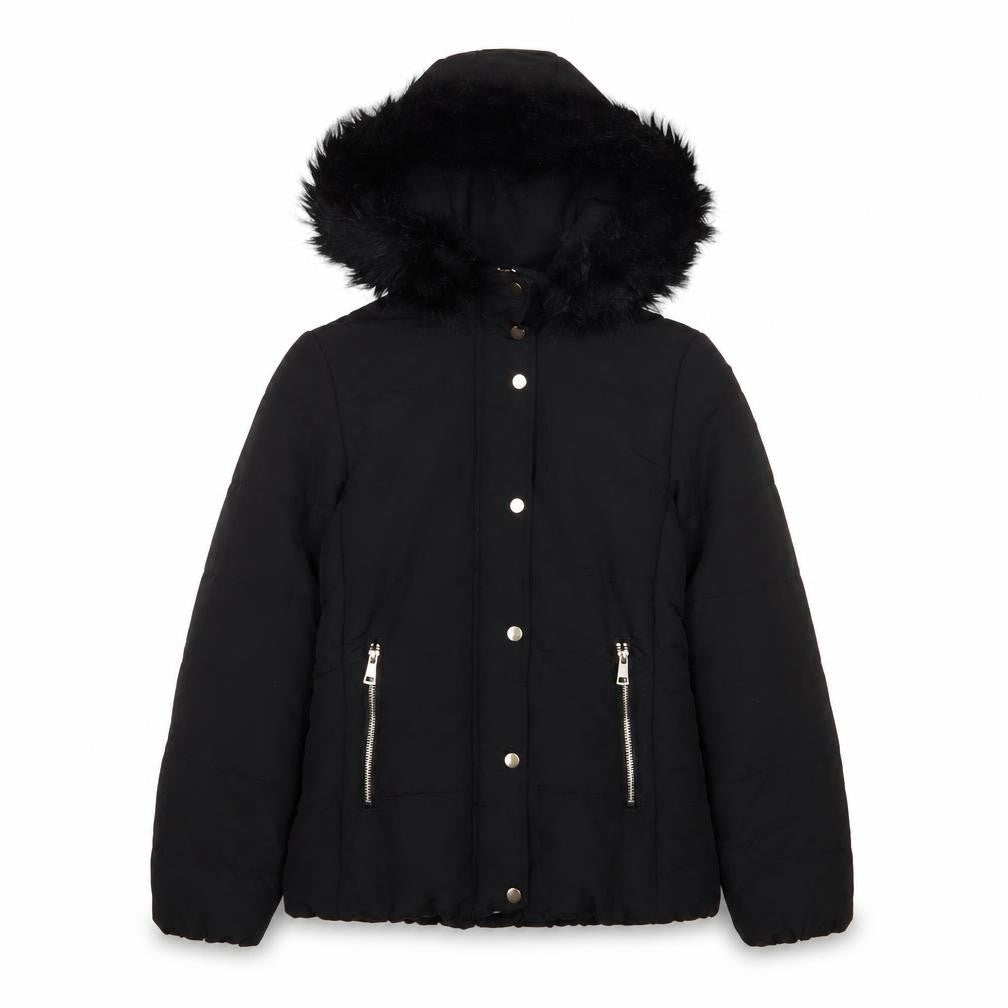 H&M Womens Black Quilted Coat Size 6 Zip - Zip Pockets
