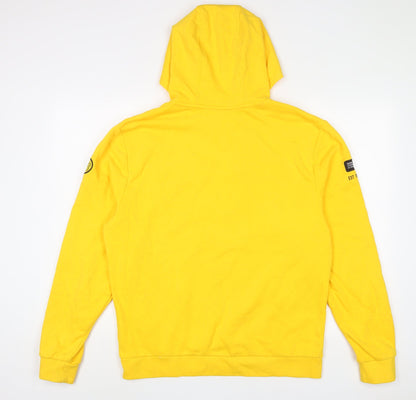 Preloved Pudsey Mens Yellow Cotton Pullover Hoodie Size M - Embroidered - Back